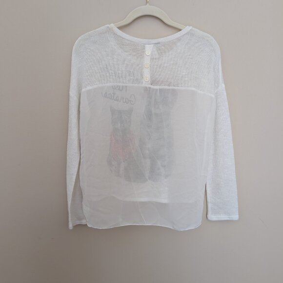 Blush 'we ain't no ganstas' cat sheer lightweight long sleeve top Medium - Picture 4 of 10